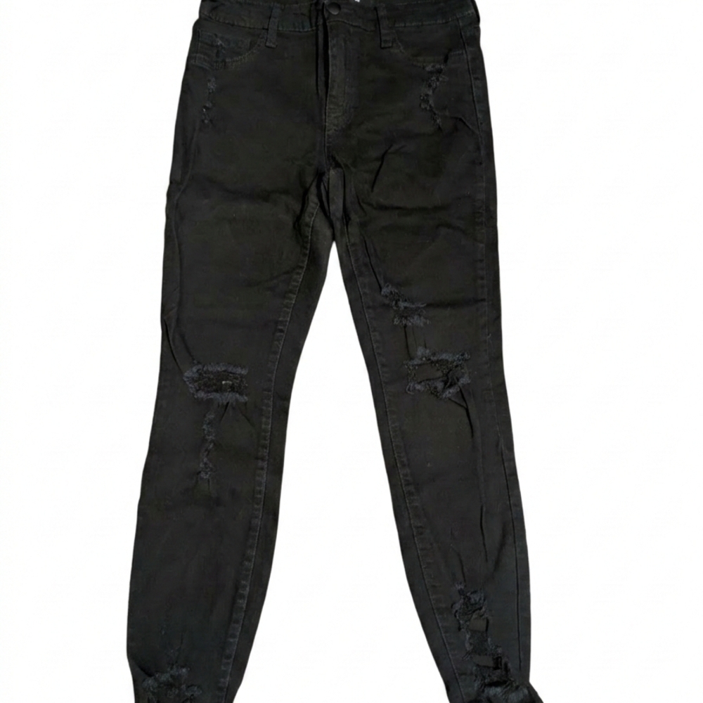 HARPER Distressed Black Skinny Jeans Size 28 High Rise Ripped Ankle Fray Punk